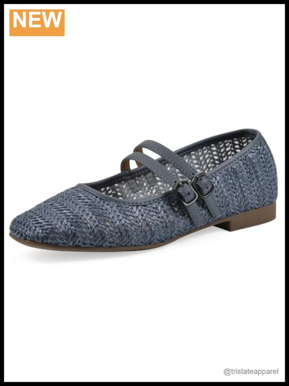 Women's Bocage Double Strap Mary Jane Flats Low Block Heel Cushioned Insole
